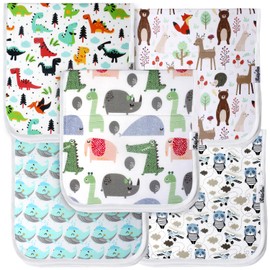 KiddyStar 5 Pack Baby Burp Cloths - 100% Organic Cotton, Large, Soft & Absorbent Burping Towels for Newborns and Infants, Premium Spit Up Rags