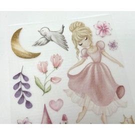 Iron-On Transfer Set for Textiles DIN A4 Children Girls Boys Dinosaur Unicorn Large Small Iron-On Patch for Iron-On (22 - Princess Castle)