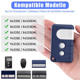 pepape Garage Handheld Transmitter Compatible with Chamberlain LiftMaster MotorLift 84335EML, 84333E, 94333E, 433.92MHz Garage Remote Control Handset for MotorLift ML500, ML700