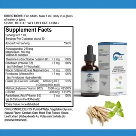 Magnesium, Ashwagandha & B-Complex Liquid Drops | Supports Stress Management,Nervous System,Promotes Energy Levels | Non-GMO and Gluten-Free | 1 Fl Oz (1)