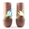 PREXTEX Coconut Cups with Flower Straws & Twist Close Lids