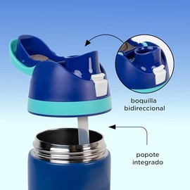 VIORA Termo de Acero Inoxidable Boost 710ml(24oz), Tecnología Dual Popote y Sorbo, Bebidas Calientes o Frías Horas, Tecnología Térmica, Sin Fugas,... 