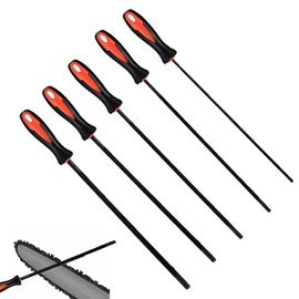 5 Pcs Chainsaw Files, Chainsaw Sharpener File, Professional Round Chain Saw Sharpener Tool for Chainsaw Chain Sharpening File, Chain Saw File with Non-Slip Handle(3.2, 4.0, 4.5,4.8, 5.2 mm)