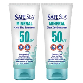 Safe Sea Zinc Oxide Sunscreen SPF50 | Clear Mineral Face Sunscreen Without Cast Iron | Anti Jellyfish Spike Protection Lotion | Coral Reef Proof | Travel Size - 60ml (Pack of 2)