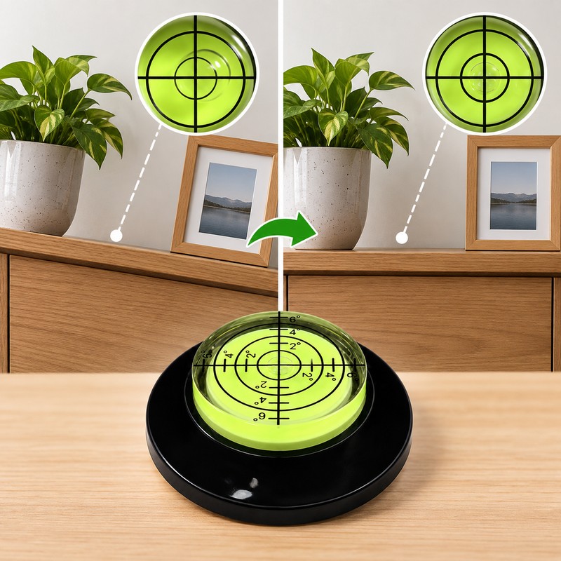 Round Bullseye Bubble Level, Mini Horizontal Spirit Level for Woodworking,
