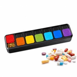 Pill Organiser 7 Day Pill Box Sliding Lid 7 Daily Tins Colour Coded