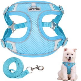 Ledeak Dog Harness for Medium Dogs, Reflective Dog Harness, Adjustable Anti-Pull Dog Harness, Chest Harness for Dogs, Mesh Dog Harnesses for Small Medium Large Dogs (Blue, XL)