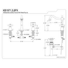 Kingston Brass KB1975PX Heritage Widespread Lavatory Faucet with Porcelain Cross Handle, Oil Rubbed Bronze,8-Inch Adjustable Center