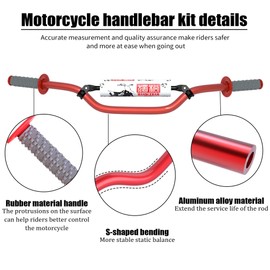 7/8" Motorcycle Handlebars Aluminum Dirt Bike Handlebars with Foam Pad Grips for Pit Bike,Mini Bike,ATV,Honda Grom,KLX110,Ninja 650R CRF70 SSR127 Surron Ridstar Q20 BMX