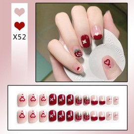 Press On Nails Long Coffin Bellarine Tapered full coverage glossy false Nails, Fake Arcylic press on nails hand manicure for women (Short-Strawberry)