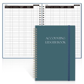 SKYDUE Accounting Ledger Book - 8.5 x 6 Inch Expense Tracker Notebook for Tracking Deposit, Expense, and Balance | Practical Accounting Book for Small Business Owners & Personal Finance (Blue)
