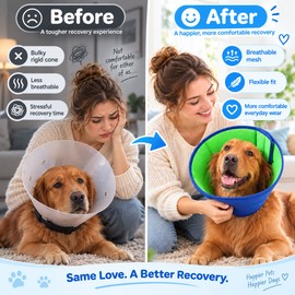 Dog Recovery Cone Collar for Everyday Protection – Breathable Flexible Adjustable Design for Walking & Travel