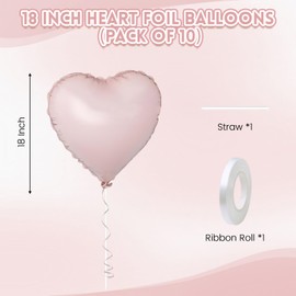 18 Inch Light Pink Heart Foil Balloons Luxury Pastel Hearts Pack of 12 Heart Balloons Premium Party Decor for Weddings, Engagement, Nursery, Baby Shower & Birthdays