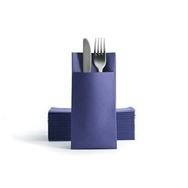 Alvotex Chic Airlaid 50 Cutlery Napkins Cutlery Pockets, Fabric-Like, High-Quality Disposable Napkin, 39 x 40 cm, Dark Blue