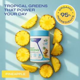 Aktiv Greens Supplement – Pineapple | 95% Organic Ingredients | Sucralose Free | No Artificial Flavors or Colors | Made in Canada | 30 Servings