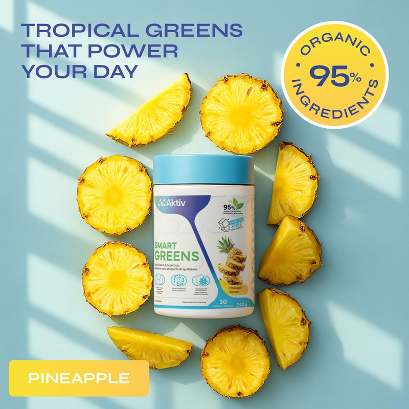 Aktiv Greens Supplement – Pineapple | 95% Organic Ingredients |