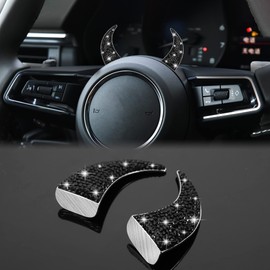 WINKA Bling Devil Bull Horn 3D Car Interior Diamond Sparkly Decoration Stickers for Car Dashboard Truck Motorcycle Car Cute for Women Accessories Rhinestone Stickers Diamond Decorations (Black)