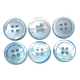 6 Premium Smoked Mother of Pearl Buttons - Ocean Pearl Buttons Set- Bluish Shell Sport Coats, Suits, Dreses 6 pc -7/8'')