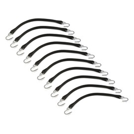 The ROP Shop (10) 15" Black Rubber TARP Straps Flatbed Truck Trailer Bungee Cord Tire Chains