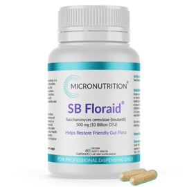 SB Floraid Saccharomyces Cerevisiae (Boulardii) 10 Billion CFU per Serving | Oral Probiotic Yeast Supplement Restores Good Gut Bacteria & Relieves Traveller's Diarrhoea (60 Veg Caps) - MICRONUTRITION