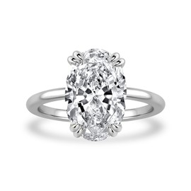 PAFIDDY 5CT Stunning Oval Cut Engagement Ring for Women,Simulated Diamond Ring,18K Yellow/White Gold Plated 925 Sterling Silver Promise Ring (WHITE GOLD, 6)