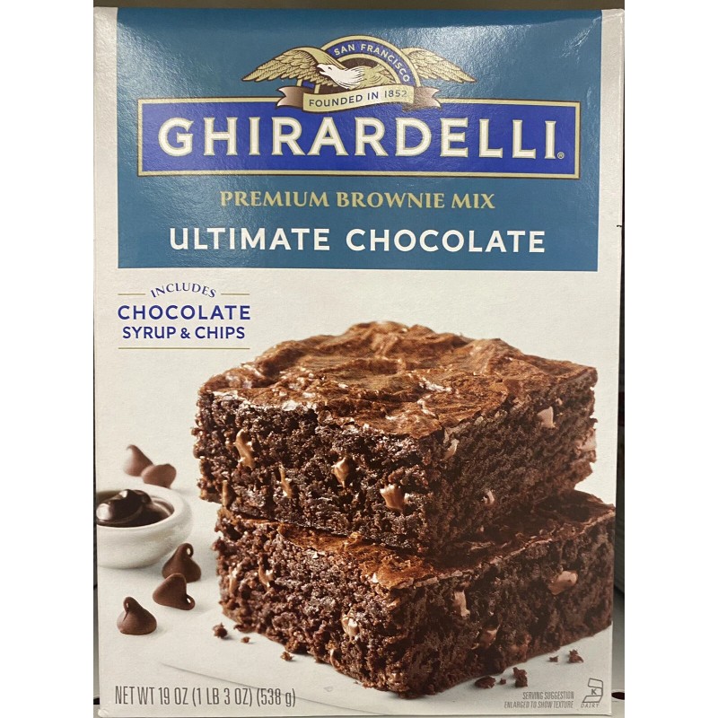 Ghirardelli PREMIUM Ultimate Chocolate Chips Syrup BROWNIE Mix 19 oz