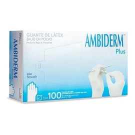 Guantes desechables Ambiderm Plus color azul talla M de látex con polvo x 100 unidades