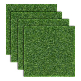 4PCS Artificial Grass Mat 15x15cm – Mini Fake Grass Patch for Crafts, Dollhouse, Model Landscaping, Garden Decorations – Realistic artificial turf Outdoor Tiles & Turf Offcuts