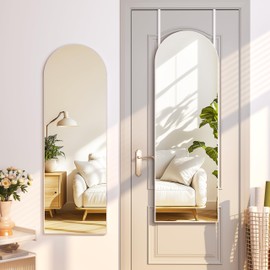 Hasipu Door Mirror Full Length, 51.1 x 15.7 Inch Full Body Wall Mirror Over The Door Hanging Mirror for Bedroom, Living Room, Cloakroom (White)