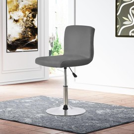 2PCS Bar Stool Slipcovers,Stretch Chair Cover with Backrest Cover,Stretch Removable Covers for Short Swivel Chair Dining Chair,Bar Stool with Backrest (No Chairs),Dark Grey