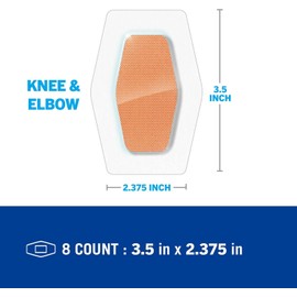 Nexcare Waterproof Stays On Bandage, Knee and Elbow, 8 Bandages per Box (4 Pack)