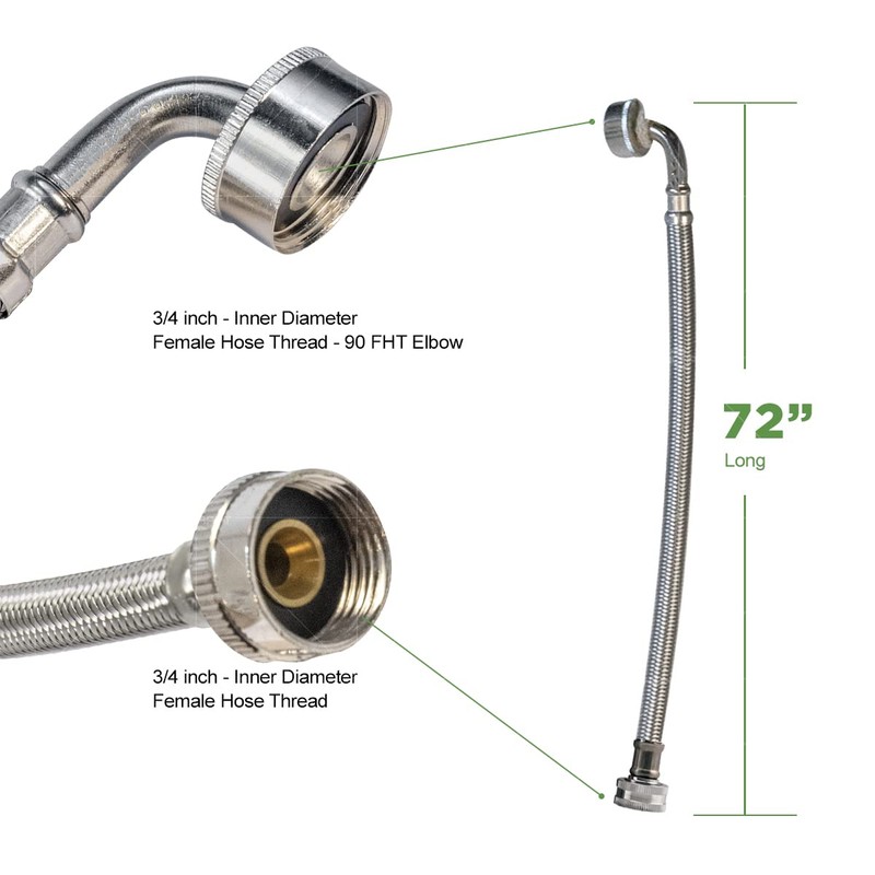 Everflow 2586-2 Washing Machine Hose With 90 Degree Elbow, for
