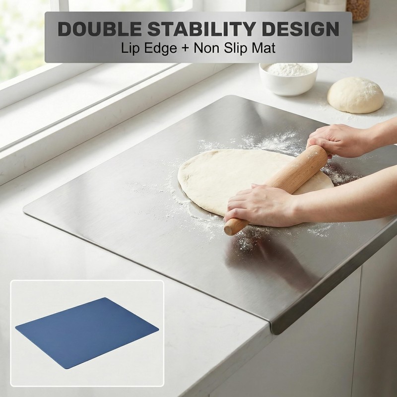 Stainless Steel Cutting Board with Lip, Extra Large Non Toxic