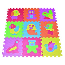 POCO DIVO Zoo Puzzle Play Mat, 9-Tile EVA Foam, Kids Safety Animal Playmat, Soft Education Color Floor