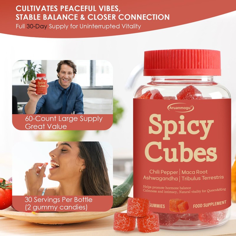 Spicy Blocks,Vegan Spicy Hot Peach Gummies for Men & Women-