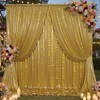 10x10 ft Gold Sequin Backdrop Curtain with Lights for Parties,