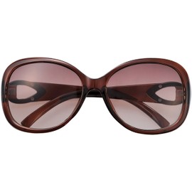 Megan 7865-02 UV Protection Fashionable Women's Sunglasses, Plastic, Deca Frame, Brown Half