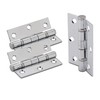 XFORT 3 inch (75mm) Polished Chrome Ball Bearing Hinges, Steel