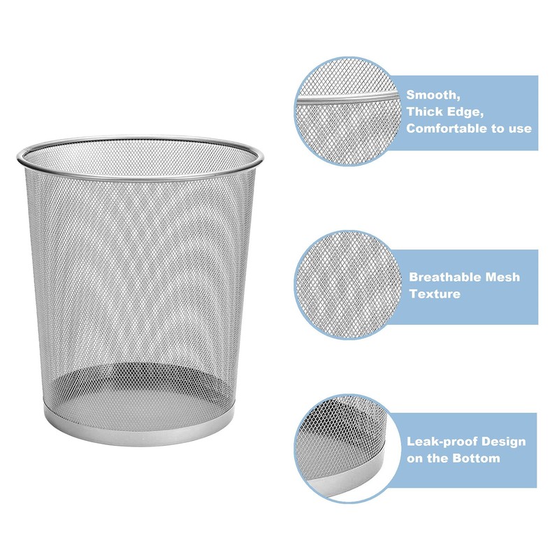 D.RECT Office Waste Paper Bin, 12 L, Wire Mesh Waste