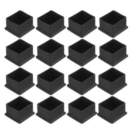 sourcing map 16Pcs PVC Square Chair Leg Caps, 40mm x 40mm OD Black Furniture Feet Pads Table Foot Cover Caps Floor Protectors for Patio Table Cabinet Bed Furniture
