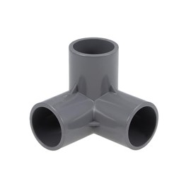 sourcing map 3-Way Elbow PVC Pipe Fitting Furniture Grade 25mm Size Tee Corner Fittings Gray 2Pcs