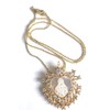 Miraculous Medal Rhinestone Heart Shell Pendant 18k Gold Plated Ball