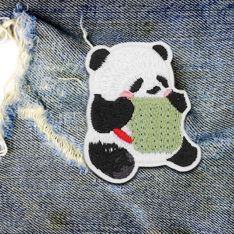 GLOGLOW Panda Embroidery Patch 6 Panda Iron on Patches for