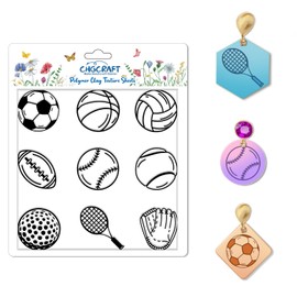 CHGCRAFT Ball Sports Tennis Polymer Clay Texture Sheets Football Pattern Silicone Texture Stamp Volleyball Clay Texture Mat Modeling Pattern Pad Sheets for Jewelry and Earrings Tools, 5.5x5.5 inch