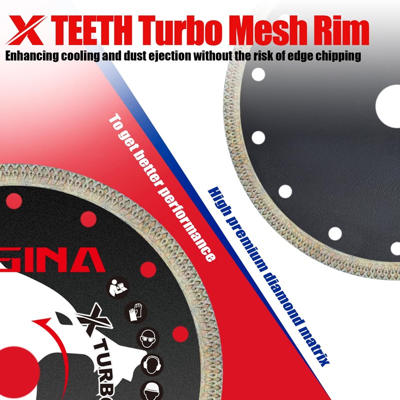 JINSINA 7" Diamond Saw Blades for Angle Grinder, X-Turbo Tile