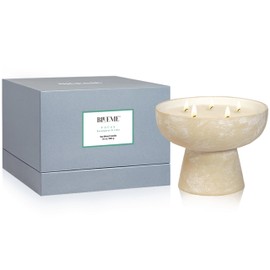 BLUEME Focus-Eucalyptus & Lime, 5 Wick, Refillable Wellness Candle, Contains Essential Oil, Sustainable, Hand Finished, Hand Poured, Premium, Luxury Ceramic, Natural Cotton Wick, Soy-Wax Blend