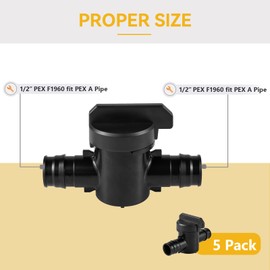 GUOFIS 1/2 Inch PEX Poly Expansion Ball Valve,5 Pack Full Port Shut Off Ball Valve PPSU PEX F1960 Fittings,1/2Inch Pex Plastic Fitting for Pex-A Pipe Connection