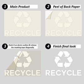 Ignixia Recycle Symbol Sticker Decal to Organize Trash cans/Garbage containers, Recycle Sign Decal Plotter Cut Vinyl Outdoor Recycle Containers (White, 10 X 7) Inches Large (Pack of 02)