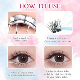 BOROLA 3 in 1 False Eyelashes Mix Set - Bottom Lashes + A Line + Fishtail, J Curls & C Curls, 0.07mm Extra Fine, 6mm & 9-11mm Length Mix DIY Cluster Type for Daily Work and Party (Black)