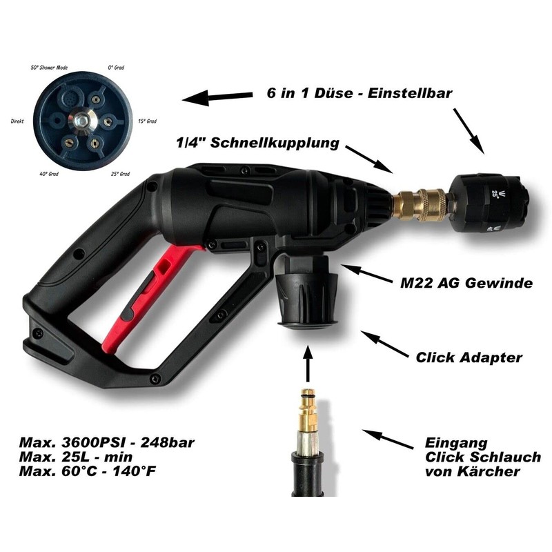 High Pressure Gun for Kärcher and 5 in 1 Nozzle